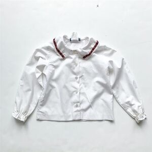 Vintage Jessie kids crochet hem collar blouse 6Y